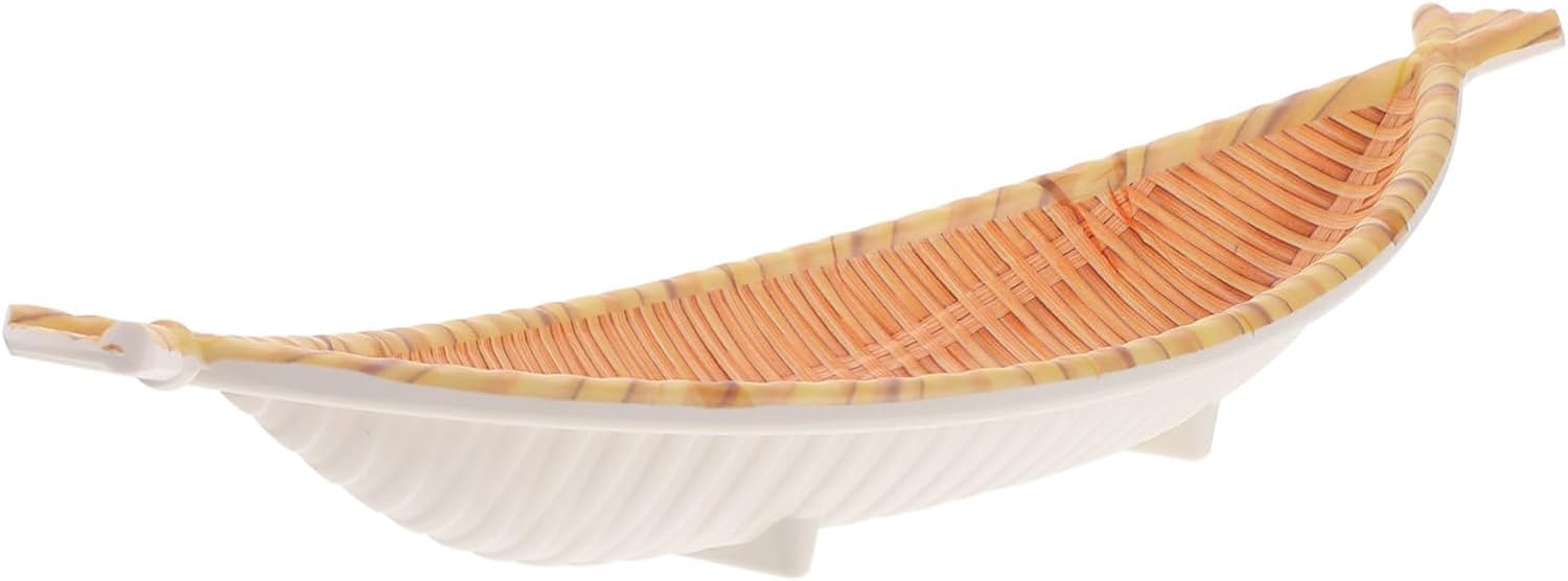 Ipetboom Simulation Woven Tray Large Capacity Bread Storage Basket Decorative Boat Shaped Tray for Kitchen Picnic Restaurant Party Lightweight Household Use