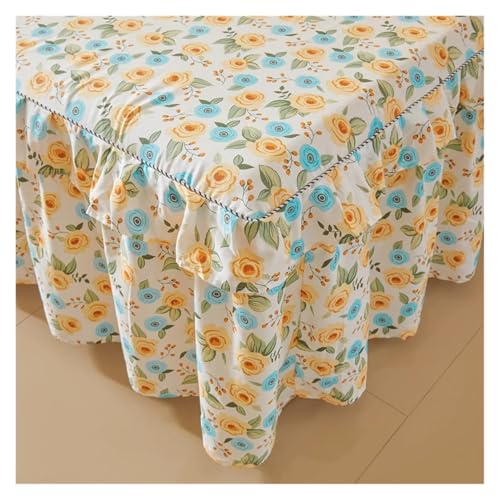 Falda de cama algodón floral protector de colchón ajustable individual 5