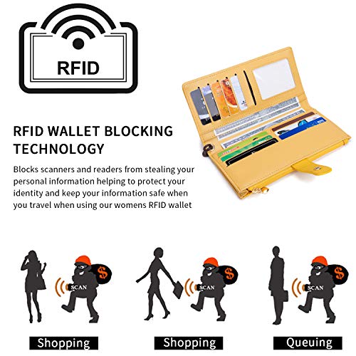 Image of myfriday Touch Screen RFID Phone Crossbody Purse with 2 Straps for Women | Clear phone window, RFID card space, 11 slots and zip pockets support quick calls, errands, theme parks and travel
