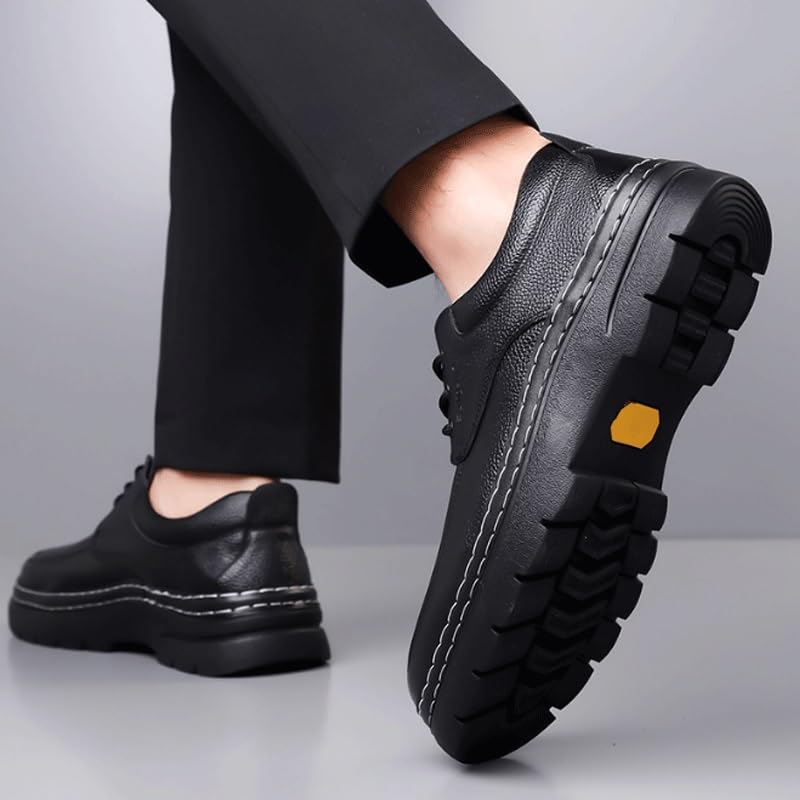 Men's Winter Genuine Leather Waterproof Dress Shoes Plush Fur-Lined Low Oxford for Men Business Occasions3