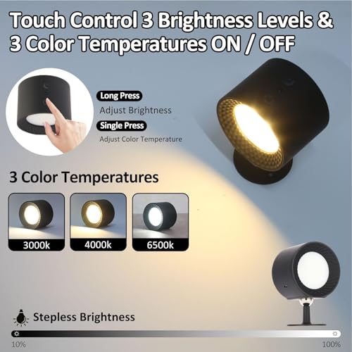 Aplique de pared LED RGB giratorio y lámpara recargable con mando 7