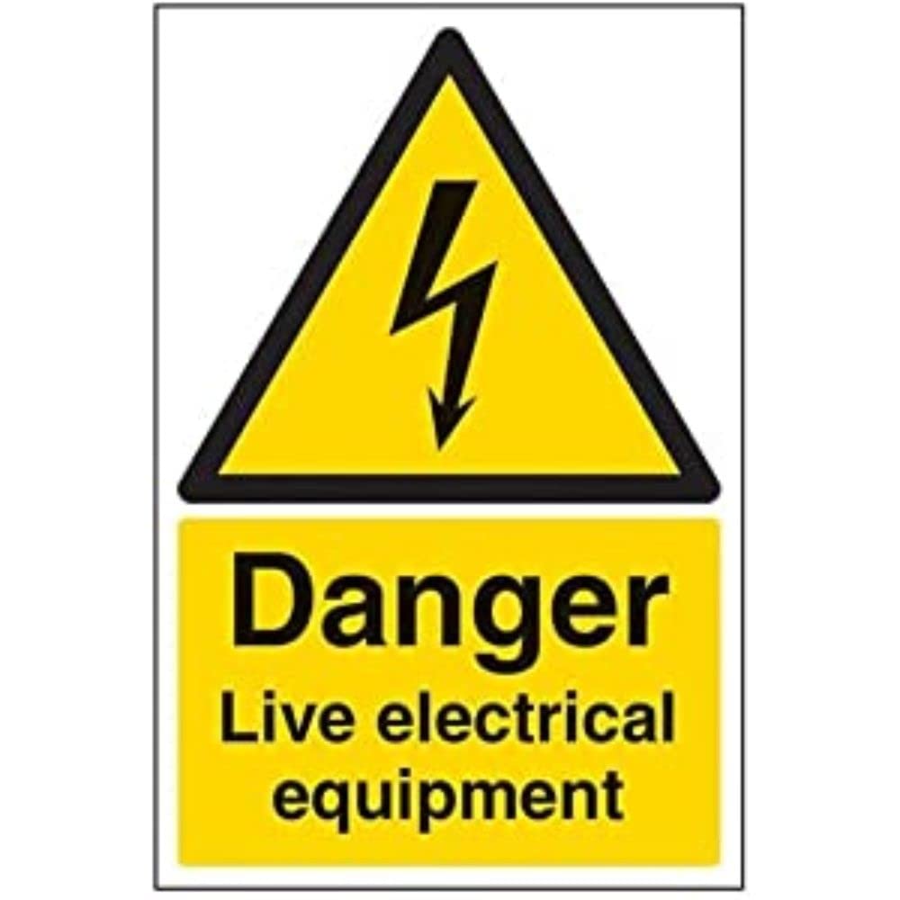 V Safety Danger, Live Electrical Equipment Warning Sign - 200mm x 300mm - 1mm Rigid Plastic