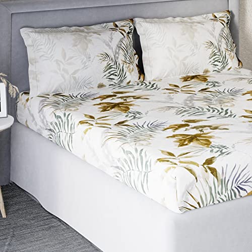 Image of DDECOR - Woodland 100% Cotton Double Bedsheet with 2 Pillow Covers, Brown