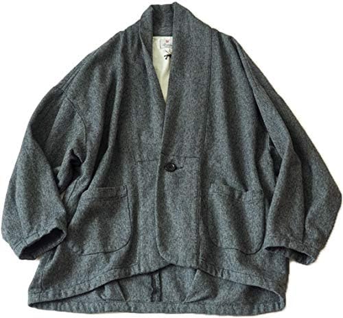 Amazon ブロカント Brocante ツイードキモノコート さっと羽織る1つボタンワイドジャケット レディース 起毛コットン アウター 重ね着 暖か ウール ナチュラル 秋 冬 2 M チャコールグレー 18 8 コート ジャケット 通販