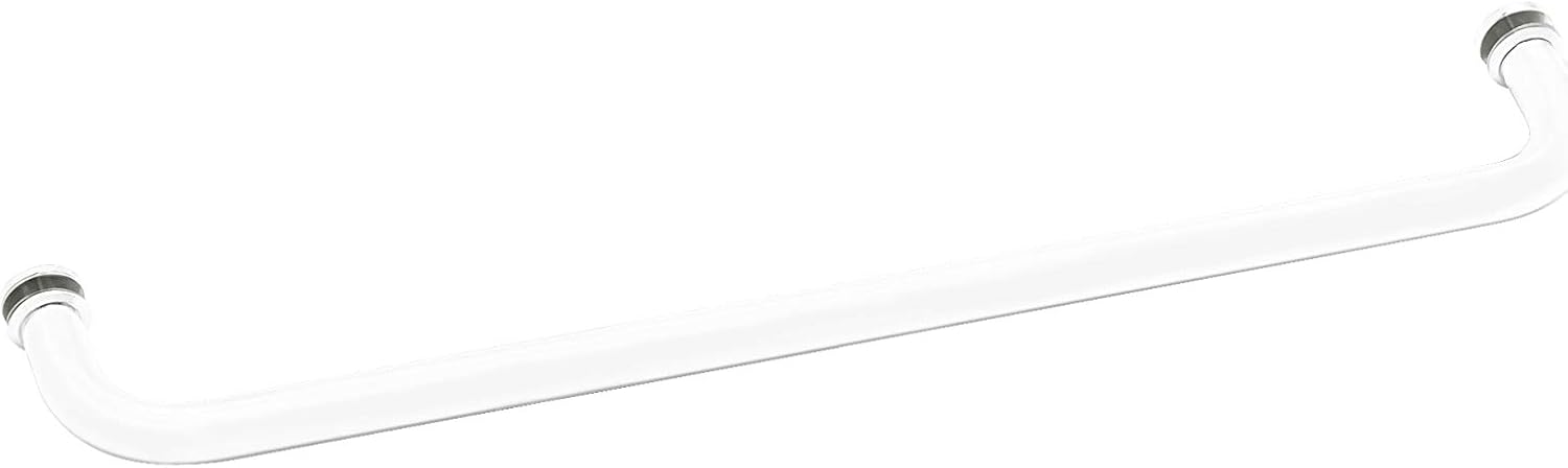 Brixwell TB-22SM-W 22 Inches Center to Center Standard Tubular Shower Towel Bar Single Mount without Washers Gloss White