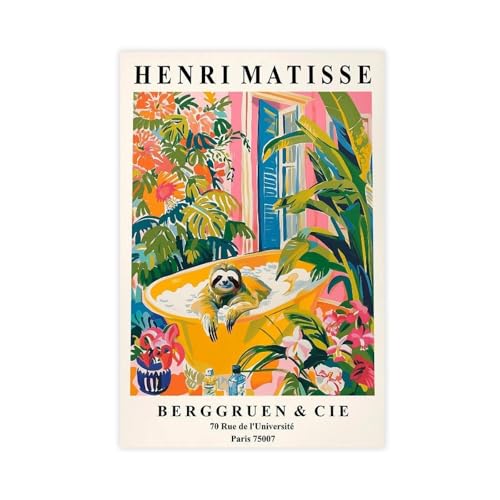 Poster paresseux baignoire Matisse pour rompre le stress du bureau avec humour