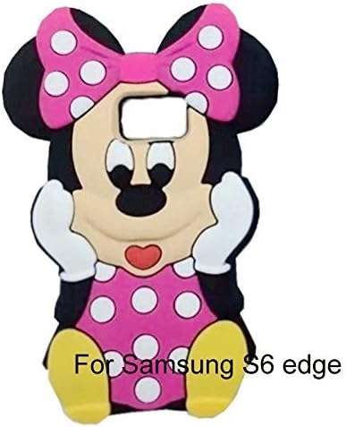 Galaxy S6 Edge Case,Galaxy S6 Edge Minnie Case,Tribe-Tiger 3D Cute Cartoon Mouse Minnie Soft Silicon Gel Rubber Case Cover Skin for Samsung Galaxy S6 Edge(Pink Minnie)