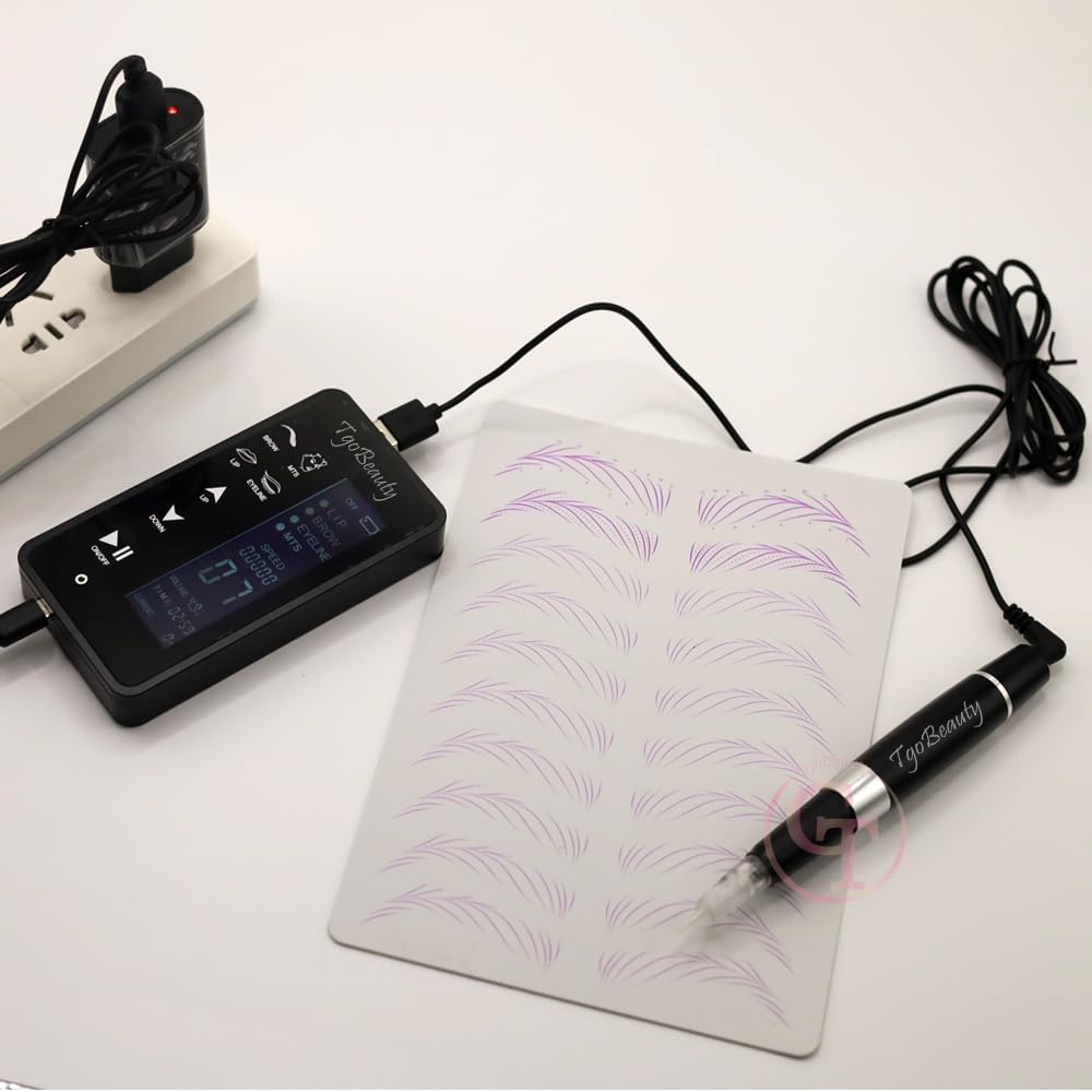 Kit de máquina de tatuaje de maquillaje permanente digital inteligente con panel táctil, 15 niveles de velocidad y 4 modos para cejas, delineador de ojos, labios y MTS (Nero)