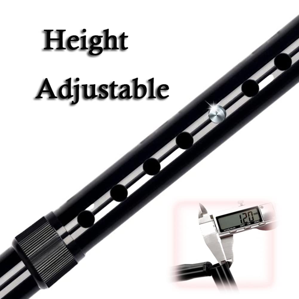 Bastón Plegable con Luz LED, Regulable en Altura, Bastón Cuádruple Ligero para Hombres y Mujeres (Color : Plata)