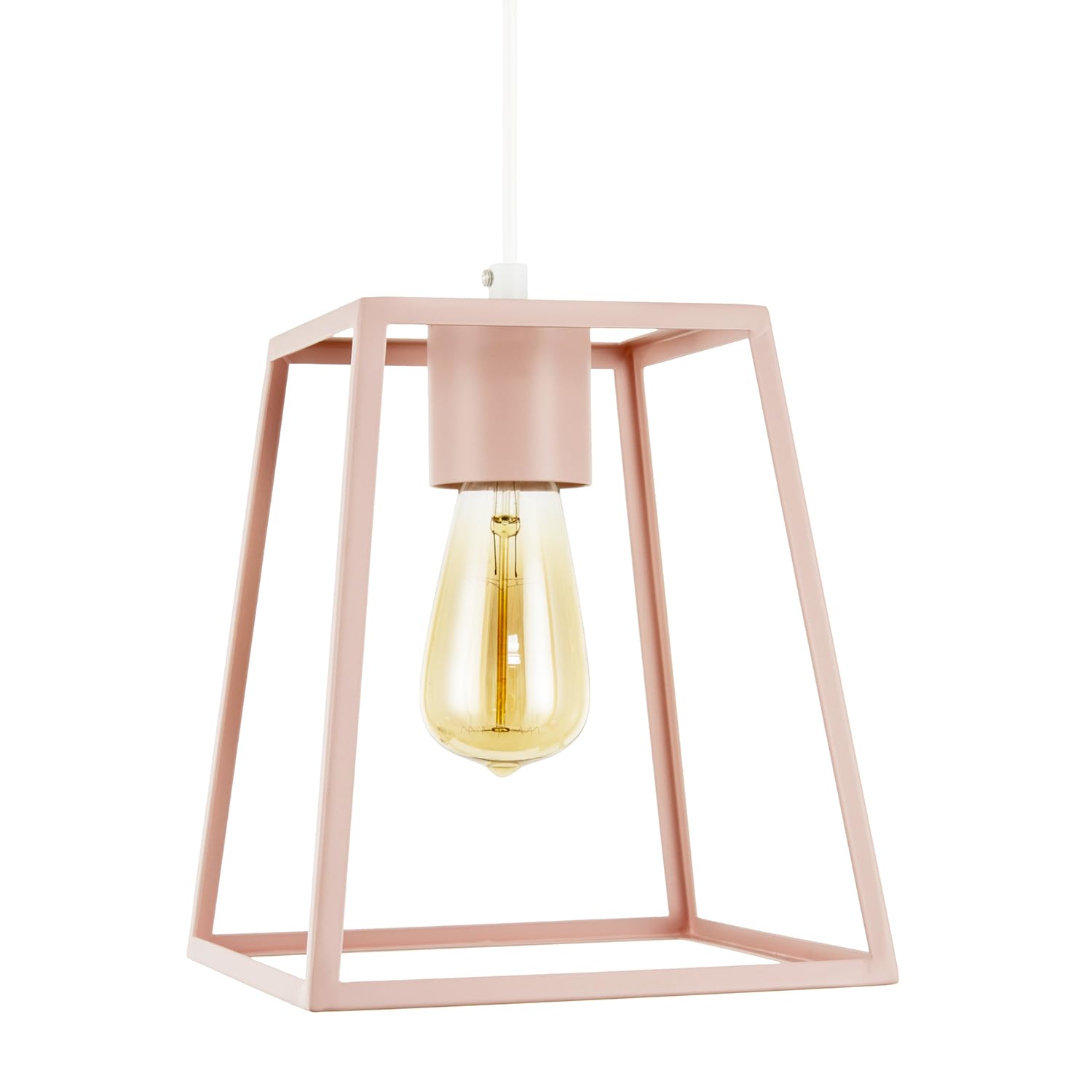 Rackhams Pink Industrial Lantern Lamp Shade In Matte With Square Top And Bottom