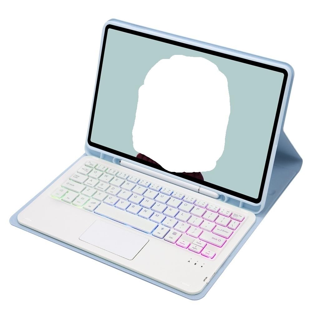Funda de Cuero TPU con Teclado RGB para Xiaomi 6S Pro con Panel Táctil Integrado Color Azul 6