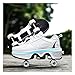 HANHJ Patins Unisexes Patins roulettes Réglables Multifonctions 2 en 1 4 Roues, Roue Cachée pour Courir, Chaussures Sport pour Jouer, Patins roulettes Réglables LED pour Patinage,White-35