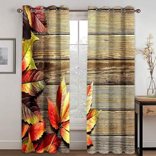 Cortinas de 2 paneles Bishilin color marrón y rojo para ventanas de salón de 86x114 cm 3