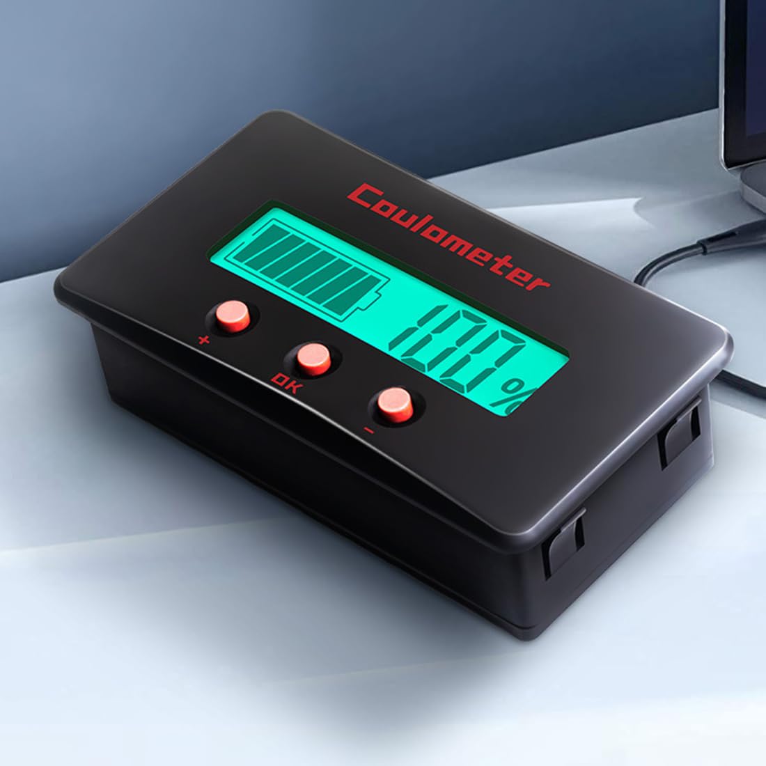 HiLetgo PZEM-033 DC8-120V 0-100A Battery Tester Coulomb Meter Battery Capacity Indicator LCD Coulombmeter Ammeter Voltmeter Battery Capacity Tester with 100A Shunt Dual USB Cable 1M