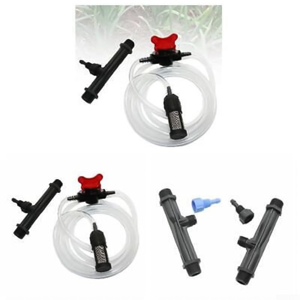 Kit de inyector de fertilizante Venturi de riego automático con interruptor de tubo de agua de 1/2 pulgada y filtro para sistemas de cuidado de plantas de jardín, dosificación eficiente de nutrientes