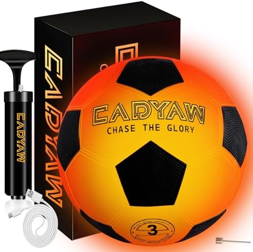 Glow in The Dark Soccer Ball, Rechargeable Light up Soccer Toys, Birthday Gift for Boys and Girls 8-12, Cool Toys for Kids Outdoor Night Activity - Size 5