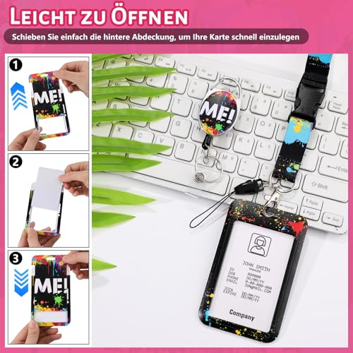 Thboxes Ausweishülle mit Band, Busfahrkarten Hülle Schüler mit Ausweishalter Ausziehbar und Schlüsselband Abnehmbar, Modische Kartenhülle für Busfahrkarte Schlüsselkarten Work ID (ME)