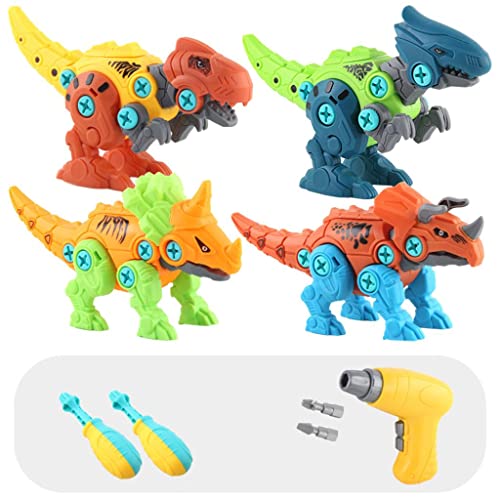 Jouets dinosaures à construire : pack de 4 figurines détachables avec tournevis électrique