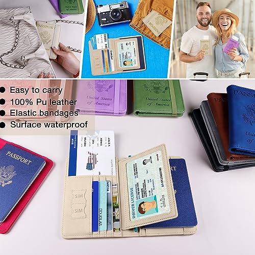 Image of Melsbrinna Rfid Passport Holder for Travel women /Men, Cute Passport Wallet Rfid Blocking Card Slots, Rfid Passport Cover /CaseTravel Wallet, Passport Book Holder (1, Beige)