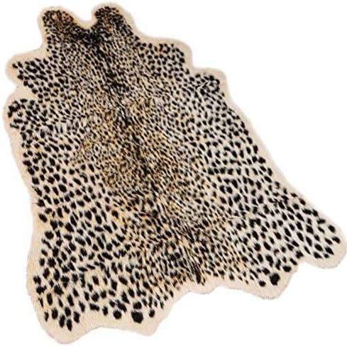 Leopard Area Rug Animals Printed Hide Mats Faux Fur Cowhide Skin Carpet for Home Office, Livingroom, Bedroom, 5.2ft x 6.5ft (160 x 200cm)
