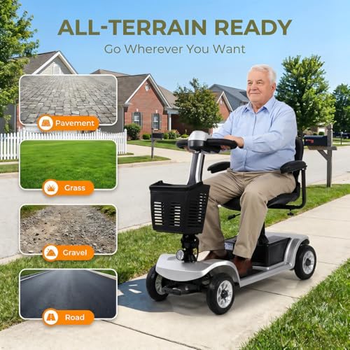 Image of Movcan S-02 4 Wheel Mobility Scooter for Seniors & Adults,419LB Capacity,300W Motor,13 Miles Range,Removable Battery,Foldable, Basket, Heavy Duty Mobility Scooter for Shopping, Park,Travel & Daily Use