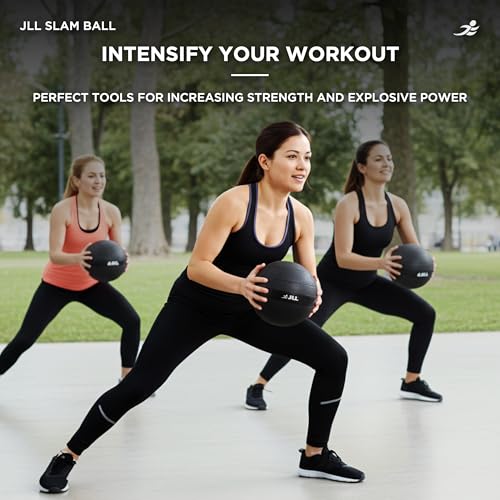 JLL® Slam Ball - (12kg) No Bounce, Heavy Duty Rubber, Available in 5kg, 10kg, 12kg & 15kg - Ideal for Cross Fit, Core Workouts, Strength Training, HIIT Workouts - Image 5