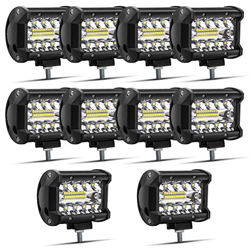 Safego Faro da Lavoro, 4" 60W Faretto Faro LED 4800LM Spot Luci da Lavoro a LED Proiettore Fendinebbia Luci Off Road Impermeabile IP67 per Trattori Auto SUV ATV Camion Barca Spotlight 12V 24V, 10PCS