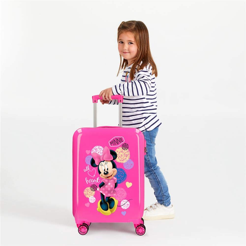 Disney Love Minnie Maleta de Cabina Rosa 37x55x20 cms Rígida ABS Cierre combinación 34L 2,6Kgs 4 Ruedas Dobles Equipaje de Mano