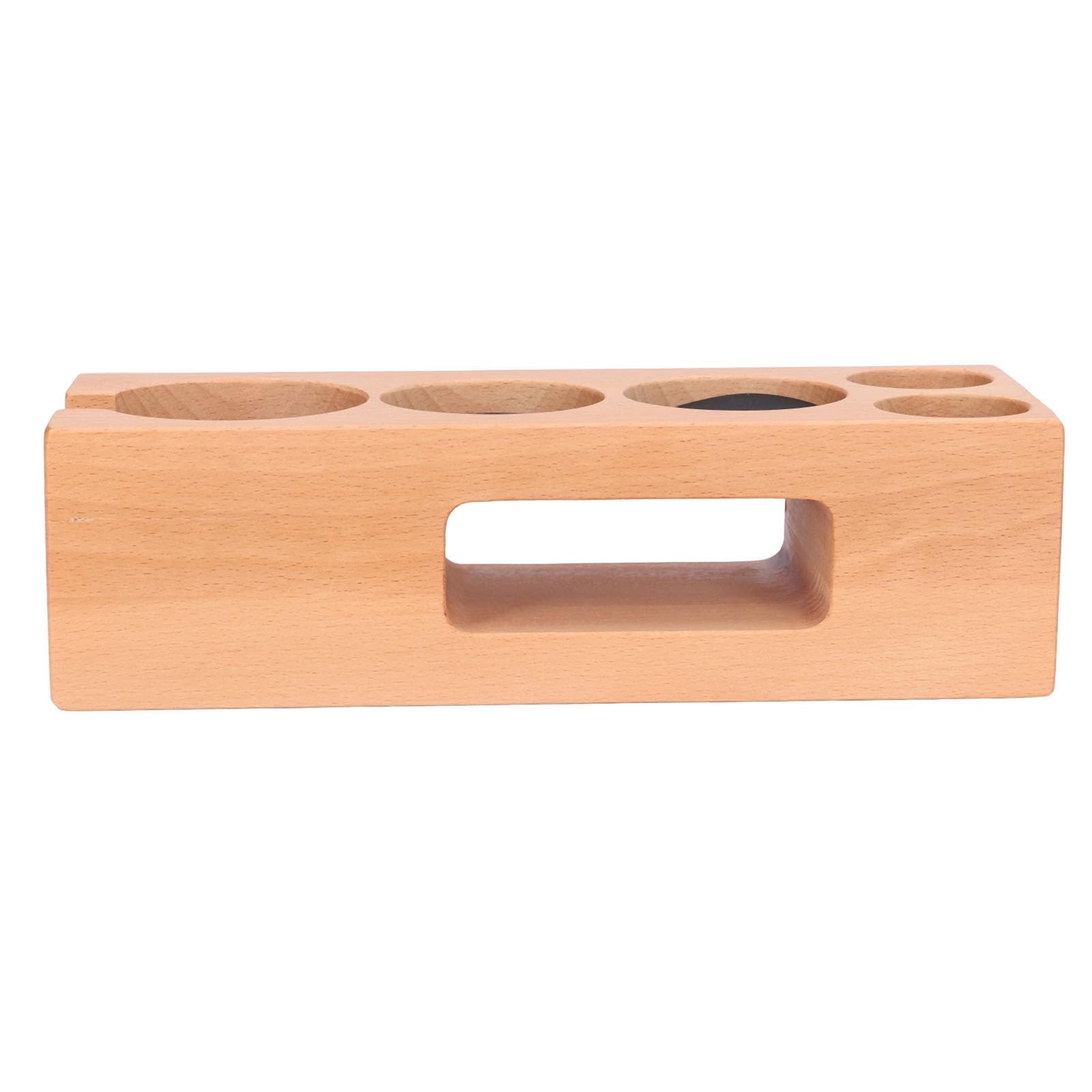 Soporte para prensa de café de madera, base de madera para prensa de café con ranura para tarjeta y base antideslizante para mango de máquina de espresso de 2,3 pulgadas, estación