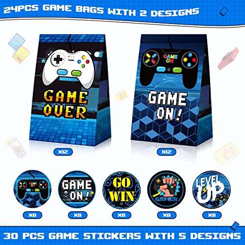 24 Pcs Game Gift Bag Video Game Party Supplies Gamer Party Favor Bags Gaming Theme Goodie Bags Candy Treat Bags With 30 Pcs Stickers For Themed Baby Shower Birthday Party Kids Boys Decorations #TOP20