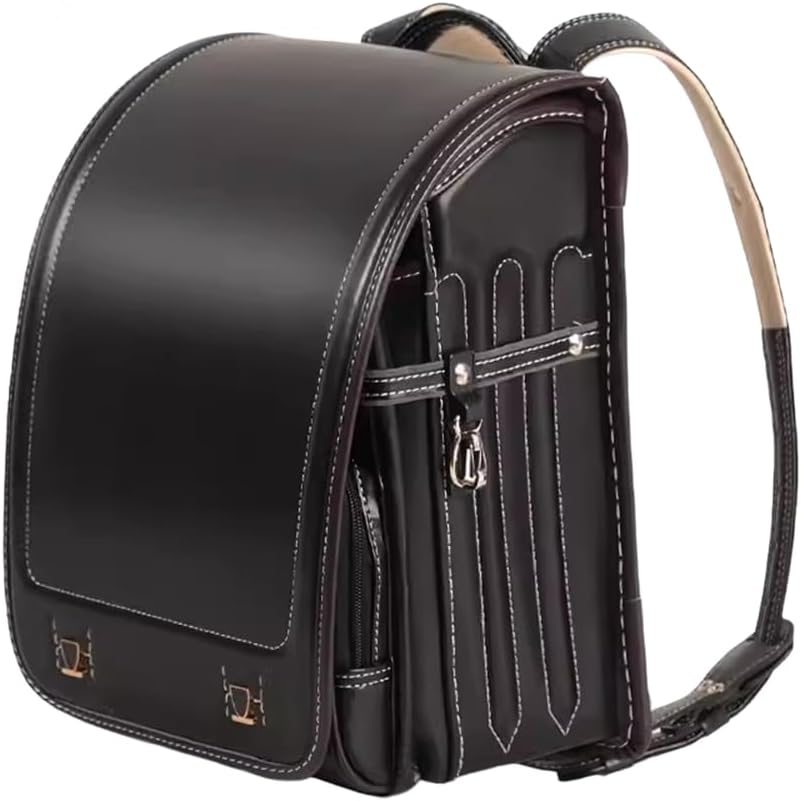 YCNLYSSR Ransel Randoseru Backpack PU Leather Bag Automatic Satchel Reduce The Burden Japanese School Bag,Red,35 * 27 * 18cm