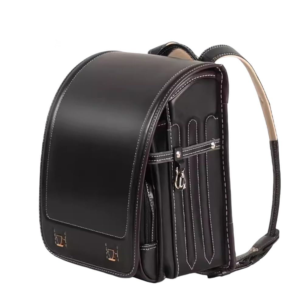 YCNLYSSR Ransel Randoseru Backpack PU Leather Bag Automatic Satchel Reduce The Burden Japanese School Bag,Red,35 * 27 * 18cm