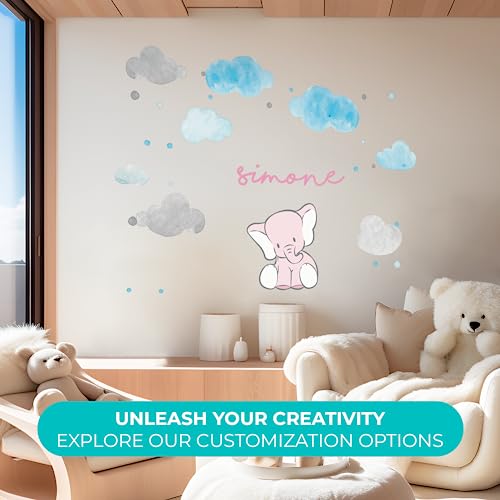 Vinilo Decorativo Elefante con Nubes para Habitación Infantil miniatura 2