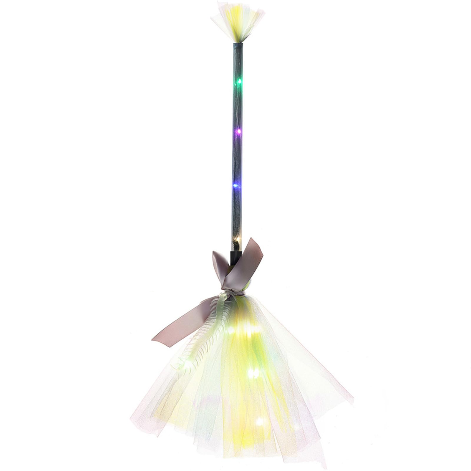 Halloween Witch Broom with LED Light, Lighted Witches Broomsticks Cosplay Props, Halloween Witch Decoration Props, Costume Accessories, for Halloween Party Props Decorations (B1)