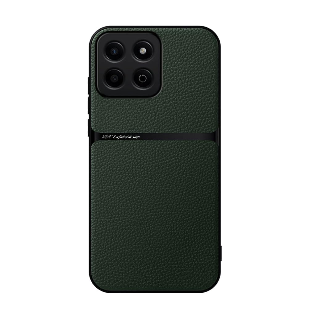 Kepuch Case Compatible for Honor 200 Smart/Honor X7c/Honor 60 Plus - Litchi Grain Magnetic Holder Built-in Metal Plate Cover Bumper - Green Litchi Green