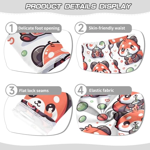 Drinking Red Panda Girls Leggings Athletic Pants Tights Stretch Bottom3