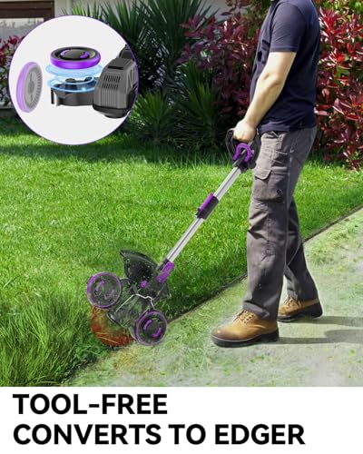 Image of Cordless Weed Wacker, GearBrushless Motor, 20V 5.2Ah Battery Powered, 3 in 1 Edger /Mower /Trimmer with Metal Blade (5.2A Battery Pack)
