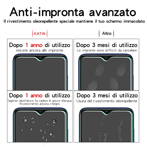 KATIN 2 Pezzi Vetro Temperato per Xiaomi Redmi