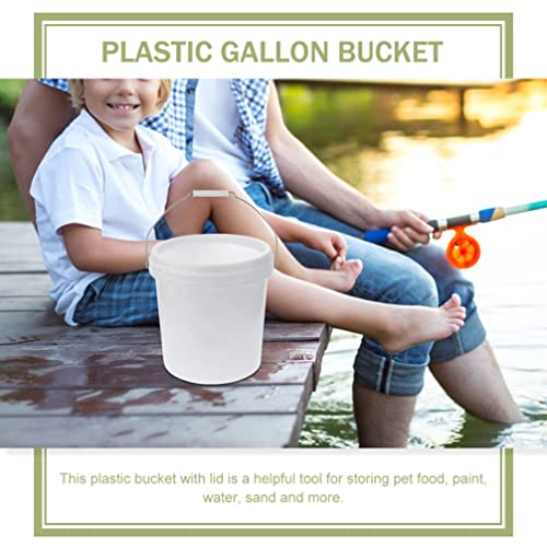 Image of Baluue 1.5 Gallon Food Grade Bucket with Lid - Small White Plastic Pail with Handle for Kitchen Storage, Cleaning Supplies, Paint & Pet Food - Airtight Seal Container (5L)