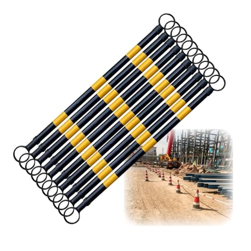 10 Packs 66-118" Retractable Traffic Cone Bar, Expandable Safety Barrier Connectors, PVC Road Block with Reflective Film for Parking Lots & Construction Sites(Yellow1 and Black1)