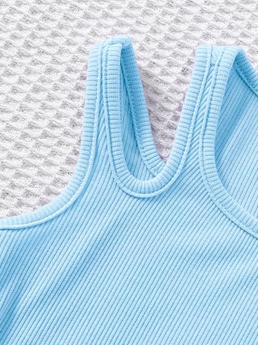 Image of OYOANGLE Toddler Girl's 4 Pack Ribbed Knit Crop Tank Tops Set One Shoulder Summer Camisole