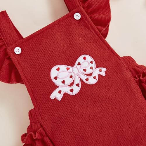 Adobabirl Baby Girl Ruffle Romper Dress Sleeveless Bowknot Embroidery Jumpsuit Valentines Outfit Newborn Clothes4