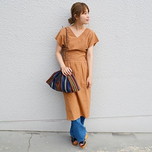 Amazon Co Jp カージュ Khaju Khaju ウエストベルトワンピース キャメル One Size 服 ファッション小物