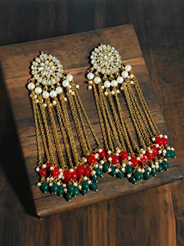 Image of Karatcart Plastic & Metal Base Metal Kundan Stones Earrings For Women, Gold