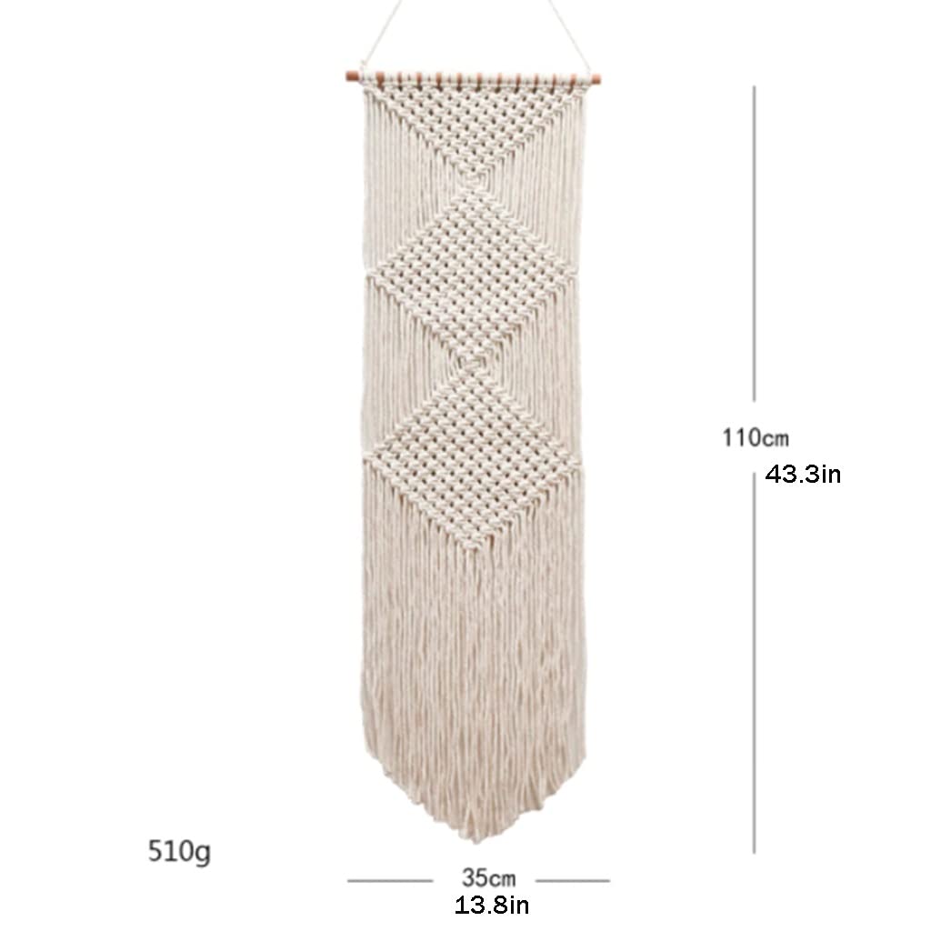 Tapices Macramé Tapiz nórdico Simple Tejido a Mano, Exquisita decoración de Pared con borlas