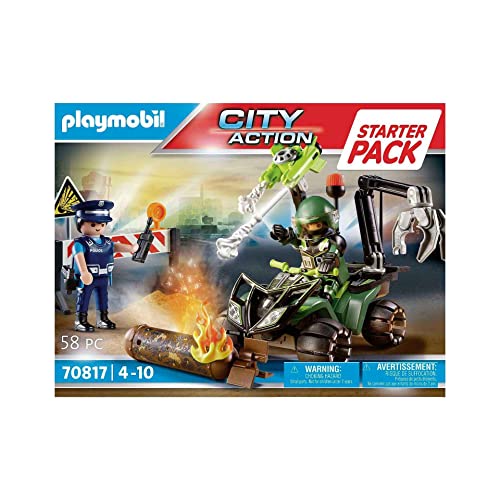 PLAYMOBIL City Action 70816 Starter Pack Polizei Gefahrentraining, Spielzeug für Kinder ab 4 Jahren