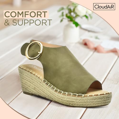 Image of CLOUDAIR Selina Women's Espadrille Wedge Sandals - Comfortable and Stylish Platform Slip On Sandals with Buckle Closure, Comfy Wedge Heels for Women, Fashion Summer Sandals