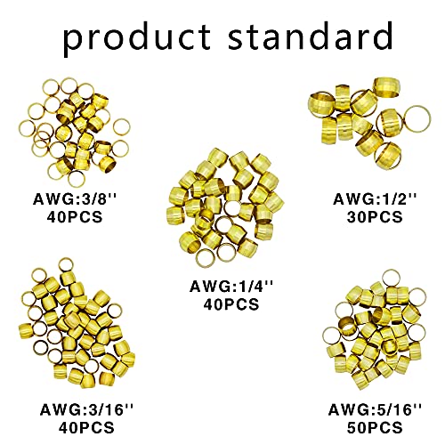 Xmuctech 200Pcs Brass Compression Fitting Ferrule Sleeve thumb #1