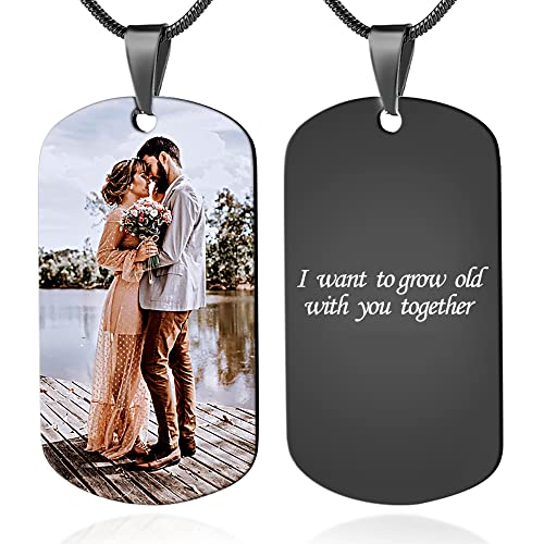 Farfume Personalisiertes Foto Erkennungsmarken Personalisierte Geschenk halskette für Männer / Frauen Nachricht Gravierte Militär Anhänger Halsketten Cover