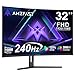 Amzfast 32 Inch 240Hz Curved Gaming Monitor - FHD 1920x1080, PC Monitor with 1500R VA Panel, 1ms MPRT, 120% sRGB, HDR, Adaptive-Sync, Eye-care, VESA 75x75mm, HDMI 2.0/DP 1.4 - AMZG32C1F